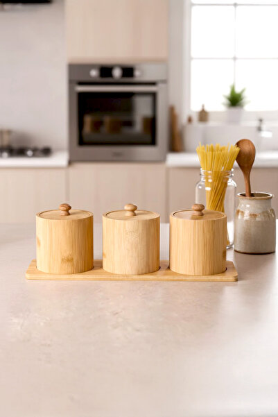Kitchen Life Pisa 3-Piece Countertop Bamboo Stand Spice Rack Set