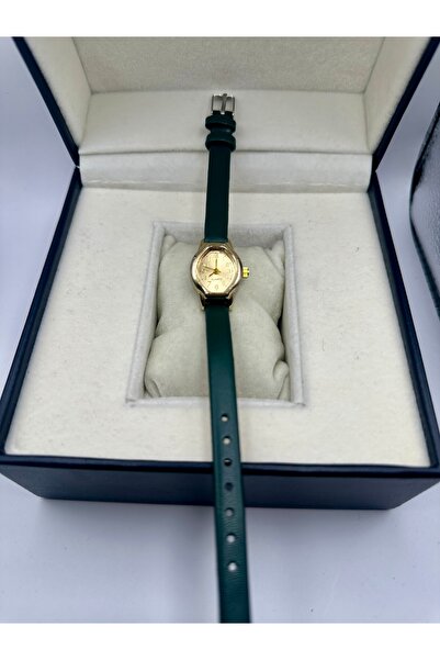 QUARTZ Minimal Vintage Dark Green Cord Women's Wristwatch
