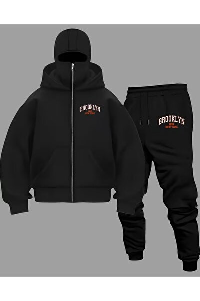 LAND MODA Style Vers Balaclava Full Zip Hooded Mask Hooded Two-Piece Suit