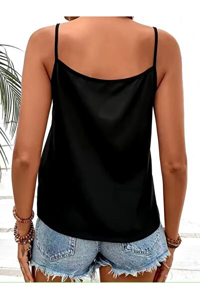 JANES Women's Rope Strap V-Neck Pulpayet Detailed Sandy Silver Blouse