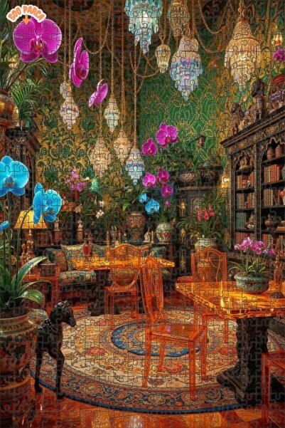 Teona Ahşap لغز خشبي بمظهر لوحة زيتية لحديقة الأوركيد الفخمة 500 قطعة 50×30