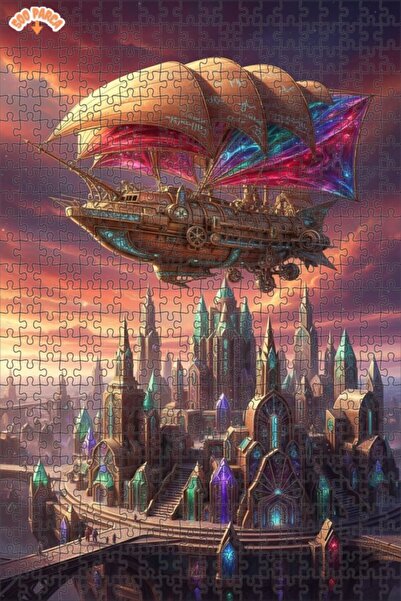 Teona Ahşap لغز مدينة السفينة الجوية الغامضة، لغز خشبي مؤطر ذو طابقين من نوع ...