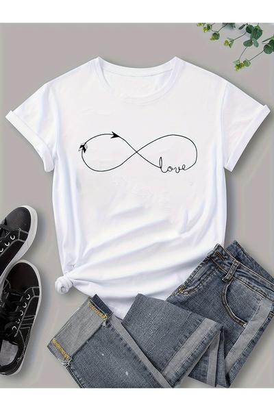 uyguntarz Unisex-T-Shirt mit bedrucktem Design „Unendliche Liebe“.