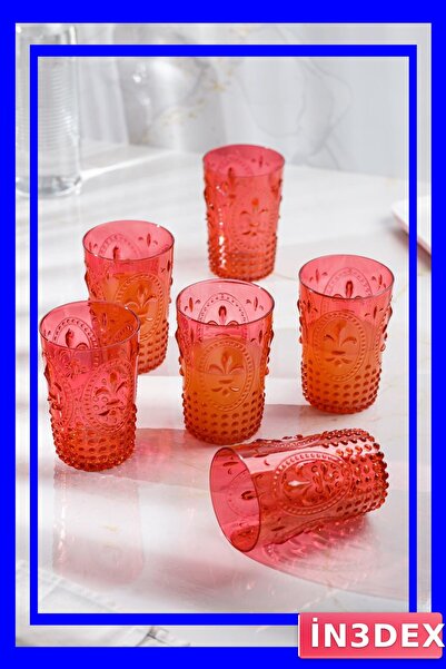 İN3DEX Kırılmaz Akrilik Su Bardağı 400ml Kırmızı Renk