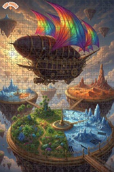 Teona Ahşap لغز خشبي ذو إطار مزدوج الطبقات من سكاي سايهايبر ستيمبانك، 500 قطع...