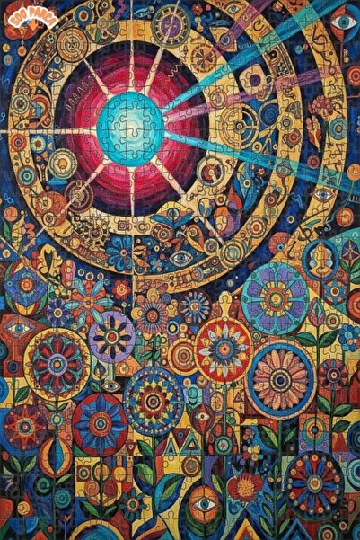 Teona Ahşap لغز خشبي بنمط العجلة الغامضة بمظهر لوحة زيتية ملونة 500 قطعة 50×30