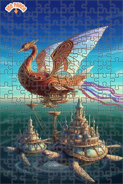 Teona Ahşap لغز خشبي مؤطر من طبقتين بتصميم فانتاستيك فلاينج كاسل سلاحف، 150 ق...