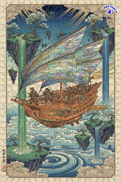 Teona Ahşap لغز خشبي مؤطر ذو طابقين بتصميم الساموراي الطائرين بتأثيرات زيتية ...