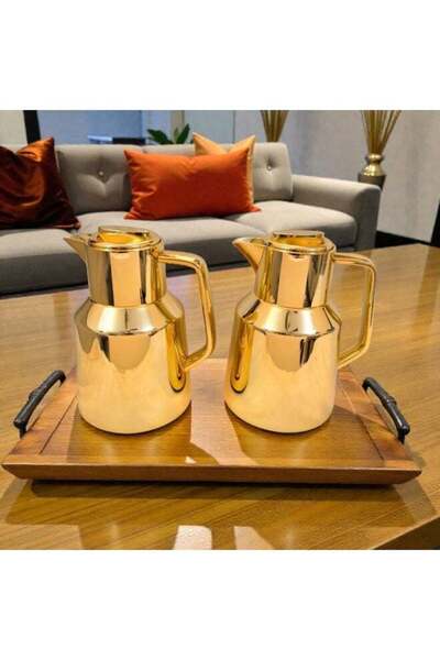 Rema طقم ترمس أنيق من الفولاذ المقاوم للصدأ باللون الذهبي للقهوة والشاي