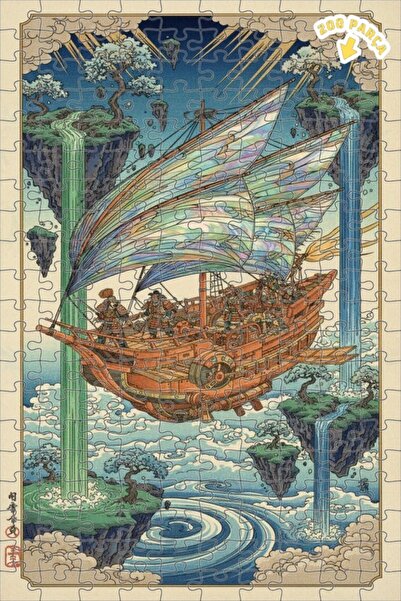 Teona Ahşap لغز خشبي مؤطر بطبقتين بمظهر لوحة زيتية لسفينة طائرة ساموراي 200 ق...