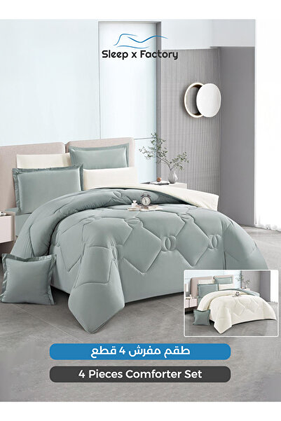 Sleep x Factory 4-Piece Microfiber Comforter Set – 140×200 cm, Soft & Lightwe...