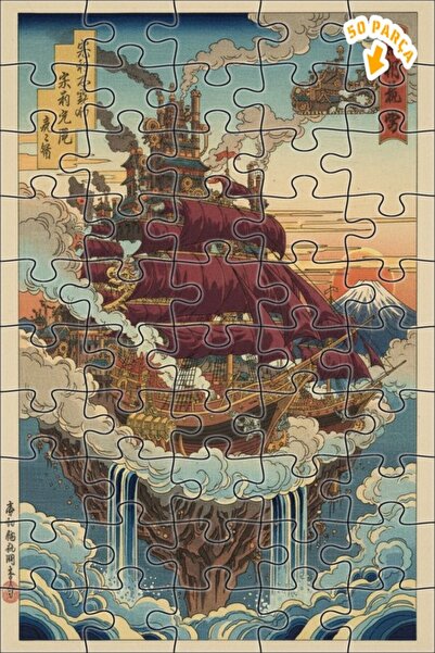 Teona Ahşap لغز خشبي فني من العصر الفيكتوري للسفينة الطائرة 50 قطعة 15x25