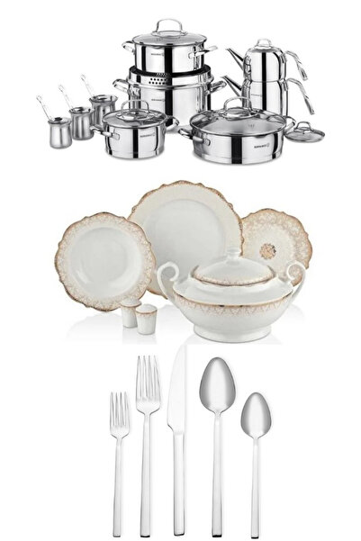 KORKMAZ Mutfak Başlangıç Seti Eliza Steama Veneta Çeyiz Paketi Çeyiz Seti 147...