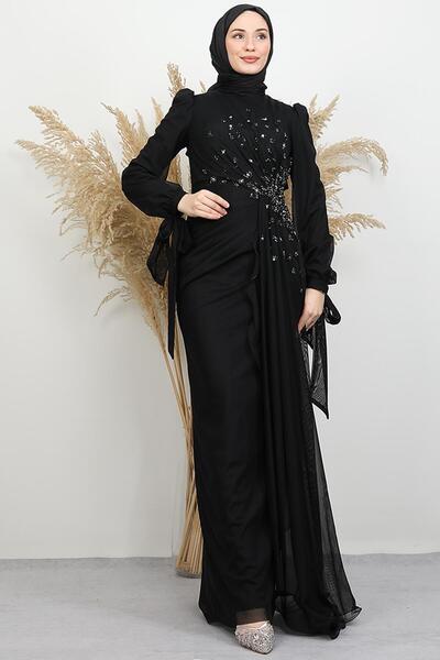 GİYZAMİLA Arden Tulle Evening Dress Black