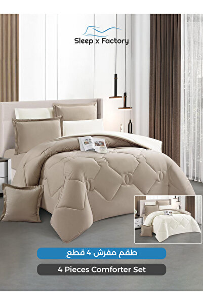 Sleep x Factory 4-Piece Microfiber Comforter Set – 140×200 cm, Soft & Lightwe...