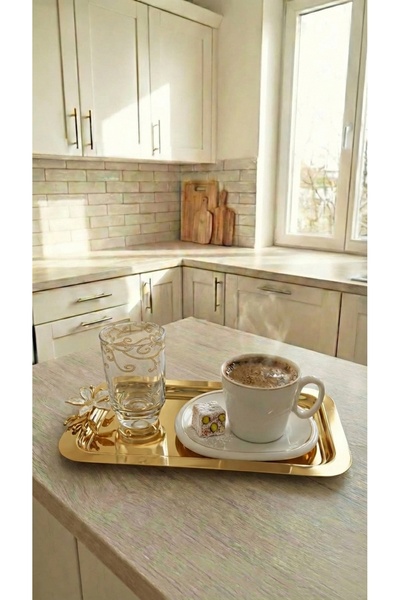 FABRIONA Single-Sided Gold 6-Piece Luxury Daisy Short Baton Tray 14X24 cm – Tea, Coffee and Promise Tray