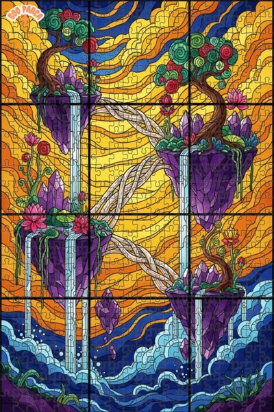 Teona Ahşap منظر جزيرة الكريستال الطائرة بمظهر لوحة زيتية 500 قطعة 50x30