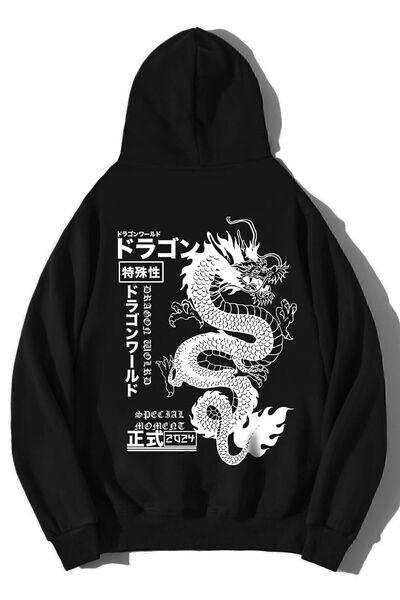LAND MODA Unisex Oversize Dragon World Hoodie