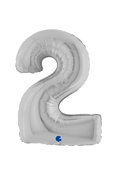 PARTİ SEPETİ بالون فويل رقمي فضي 26 بوصة (66 سم) إيطالي
