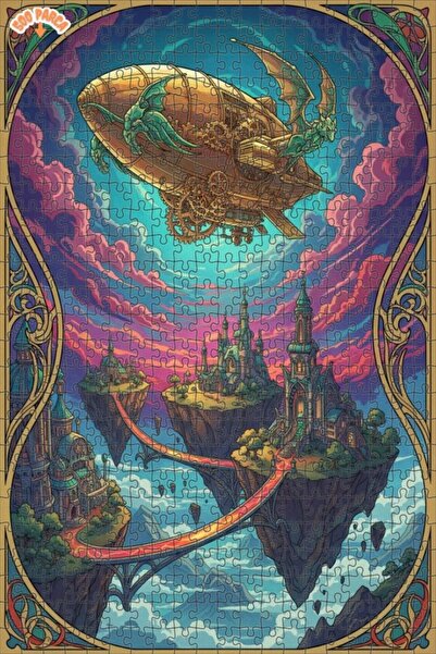 Teona Ahşap لغز خشبي مؤطر ذو طابقين من سكاي شيلتر شيب ستيامبنك آرت 500 قطعة 5...