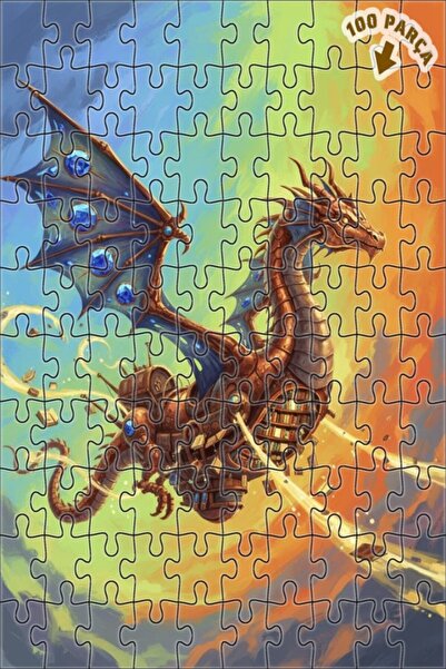 Teona Ahşap Steampunk Kanatlı Kitap Ejderhası Yağlı Boya Çift katlı Çerçeveli...