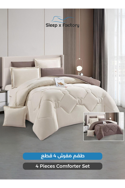 Sleep x Factory 4-Piece Microfiber Comforter Set – 140×200 cm, Soft & Lightwe...