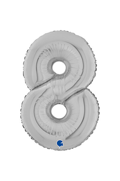 PARTİ SEPETİ بالون فويلي رقمي فضي 26 بوصة (66 سم) إيطالي 0-9