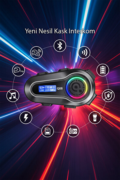 Tekvora Q08 Max Bluetooth 5.3 Motosiklet Kask Interkom Mikrofonlu Gürültü Eng...