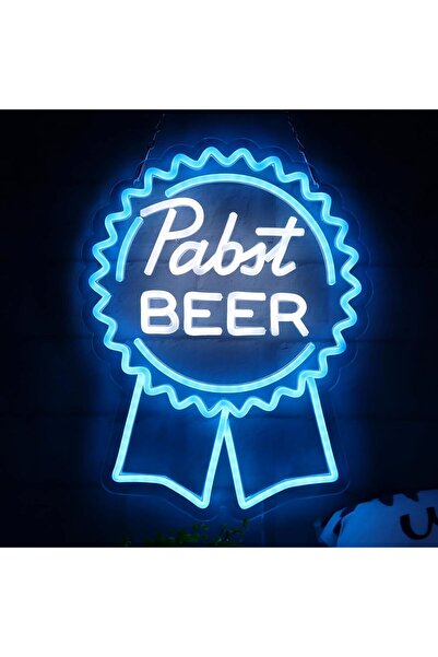 Slasa لوحة نيون لعلامة بيرة بابست، مقاس 30.5 × 38.1 سم، لون أزرق سماوي/أبيض، ...