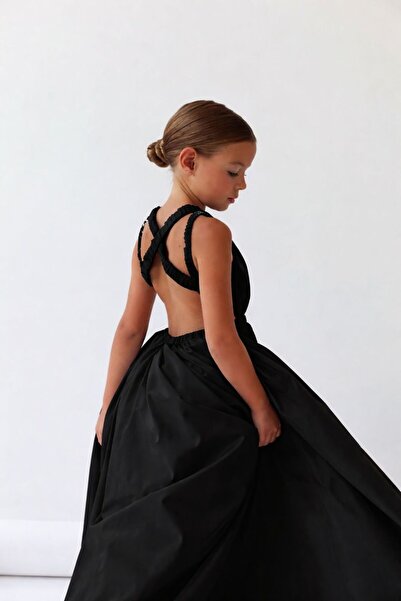 FKB FOR KIDS BABY Kız Çocuk Sırt Detaylı Siyah Elbise