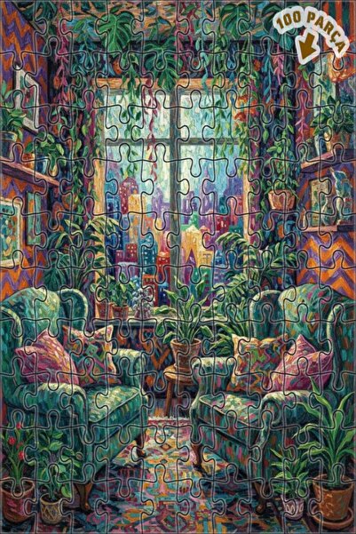 Teona Ahşap Canlı Şehir Manzaralı Yağlı Boya Görünümlü Boho Çift katlı Çerçev...