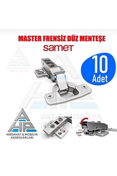 SAMET Master Frensiz Yaysız Düz Tas Dolap Kapak Menteşe 10 Adet