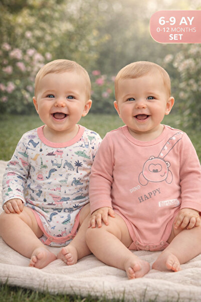 Babyhola 0-12 Months Baby Girl Boy Long Sleeve Snap Fastener Bodysuit Set of ...