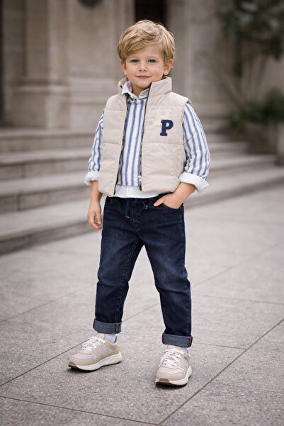 Uğur bebe Boy's Premium 4-Piece Set: Puffer Vest, Knit Sweater, Shirt, Stretc...