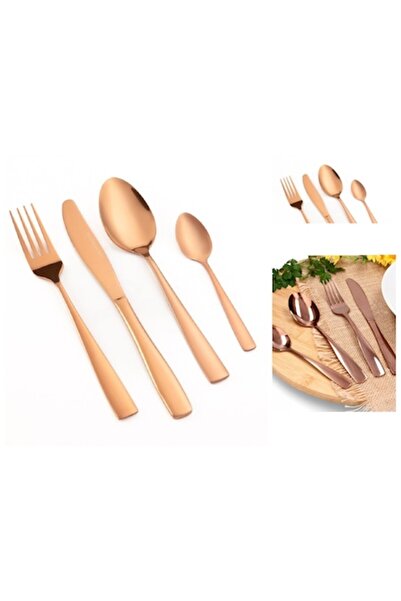 ANGMAD Luxury Collection 24-piece rose gold cutlery set – made of stainless s...