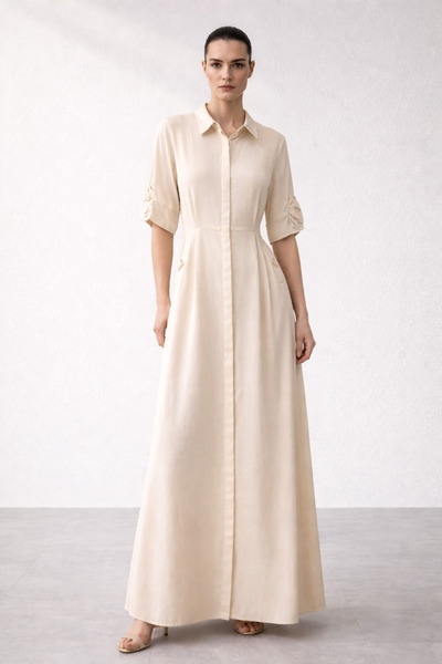 Serpil Exclusive Flowered Dress with Sleeves