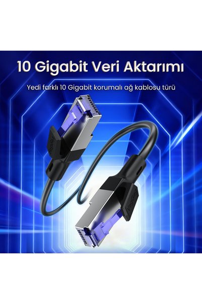 Veggieg Cat7 10Gbps Gigabit 600Mhz Ftp Rj45 Ethernet Cable 2 Meters
