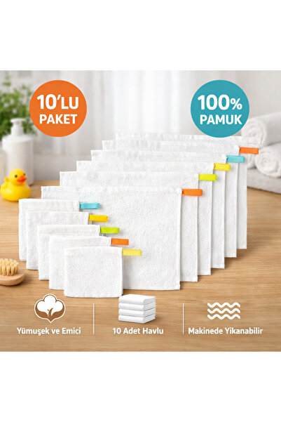 IKEA Krama White Children's Towel Set of 10 |   Natural Cotton, Daily Use