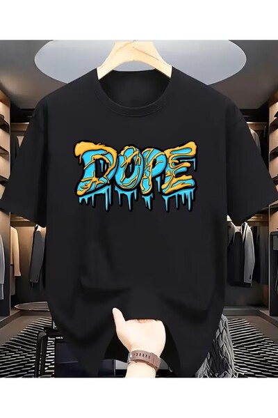 LELVANİ Men's Brave Drop (Dope) Printed White/Black T-Shirt