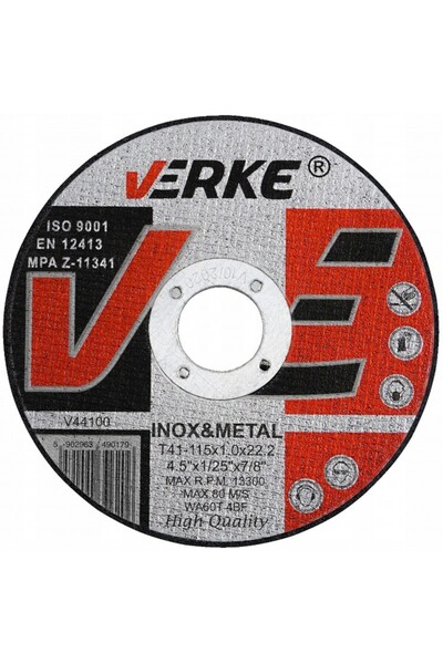 VERKE Stainless steel/metal cutting disc, Verke, V44100, 115x1.0x22.2