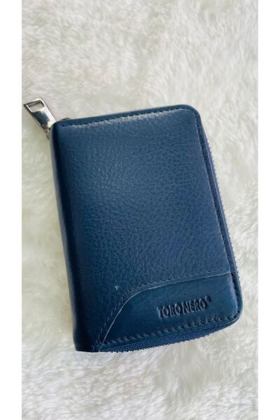 BLACK Men's Zippered Vertical Leather Wallet