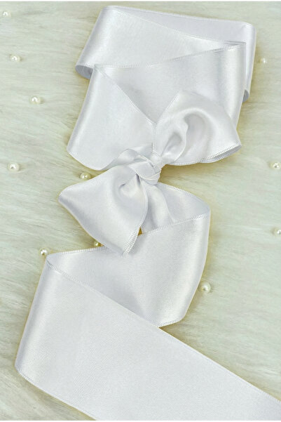 ZEYMERADE 6 cm White Double-Sided Satin Ribbon 10 Meters, Dowry Engagement Je...