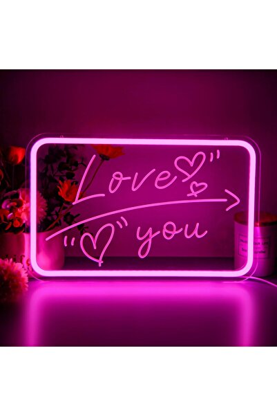 Slasa لافتة نيون "أحبك" 22×35 سم، لون وردي، مزودة بإضاءة LED، مصنوعة من الأكر...