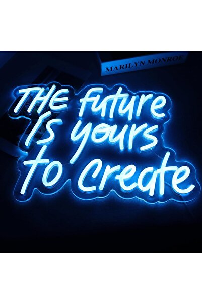 Slasa لوحة نيون "المستقبل لك" 30.5 × 40.6 سم، إضاءة LED بيضاء - أكريليك مع قاعدة