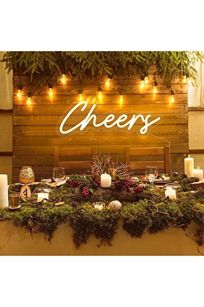 Slasa Cheers Neon Sign 42x17.8 cm Warm White LED – Acrylic with Base