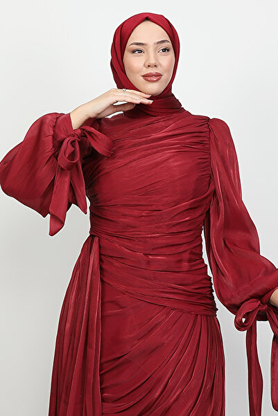 Lamia Giyim Afra İpek Abiye Bordo
