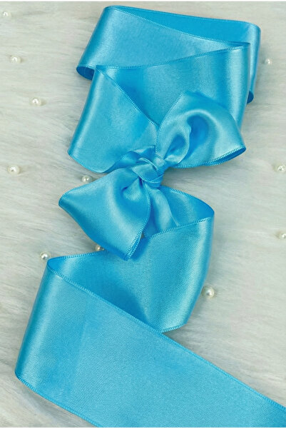 ZEYMERADE Panglică din satin cu două fețe, albastru circumcizie, 6 cm, 10 met...