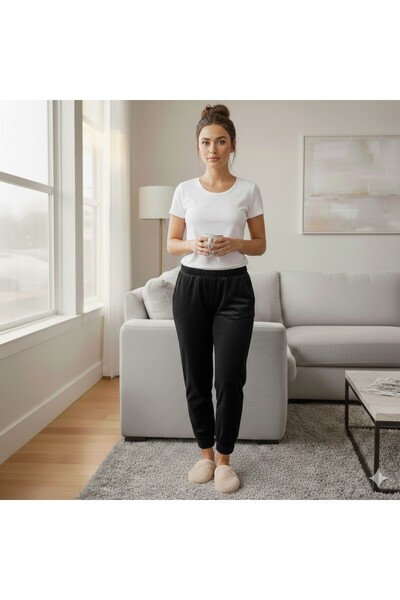 TÜCCAR UMUT KADIN YUMOŞ KADİFE PAÇASI LASTİKLİ ALT EŞOFMAN PANTOLON BÜYÜK BED...