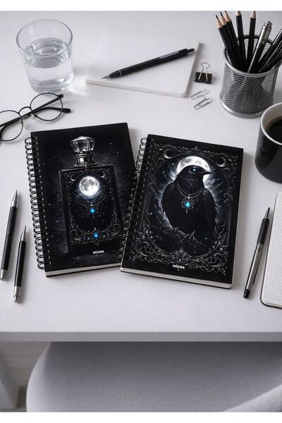 Miona A5 Spiralli Karton Kapak 2’li Set 80 Gram 60 Yaprak 1 Kareli ve 1 Çizgi...