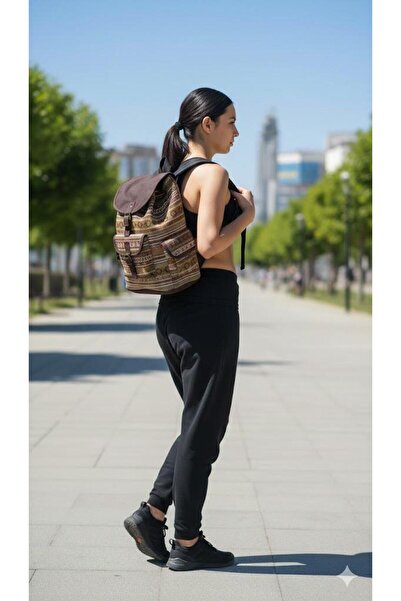 EREN STYLE حقيبة ظهر منسوجة ببطانة منقوشة عرقيًا